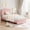 Pink With Drawer, variant on CazToi Twin Smart LED Platform Bed Frame with RGB Lights & Bear Headboard Velvet Upholstered No Box Spring Needed