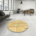 thumbnail image 3 of Ahgly Company Indoor Round Abstract Yellow Solid Area Rugs, 5' Round, 3 of 6