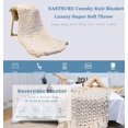 thumbnail image 2 of EASTSURE Chunky Knit Blanket Boho Merino Wool Hand Made Throw Bedroom Home Decor Giant Yarn Beige 40"x60" EASTSURE Fashion, 2 of 8
