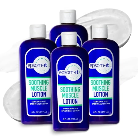 Epsom-It Soothing Muscle Lotion 8oz, 4-Pack – Epsom Salt Magnesium Sulfate Cream with Arnica for Muscle Stiffness & Leg Pain