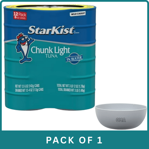 StarKist Chunk Light Tuna in Water (5 oz, 12‑Pack)- With Olive White Bowl By OMA