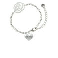 thumbnail image 2 of Delight Jewelry Silvertone Live in the Moment Heart Silver-tone Flower Link Chain Bracelet, 6.75"+2" Extender, 2 of 4