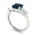 thumbnail image 2 of Clara Pucci 14K White Gold Solid Gold LondonBlueTopaz Three-Stone Anniversary Ring for Women - 1.62 cttw Square Emerald Cut, 2 of 7