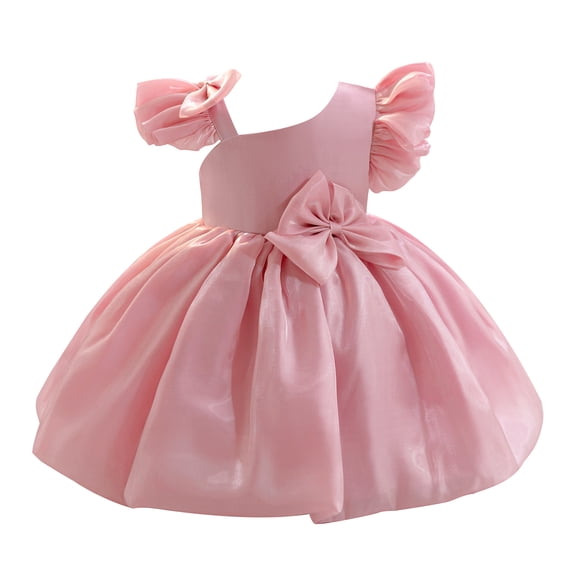IBTOM CASTLE Baby Girl Birthday Dress Shiny Asymmetric Ruffle Tulle Tutu Dresses Princess Formal Flower Pageant Wedding Party Gown 3-4T Pink