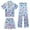 Blue-3, variant on Girls Pajamas 3 Piece Set Size 7-8 Button Down Pjs Short Sleeve Top Shorts & Long Pants Bow Valentine's Day Pajama Sets Silky Nightwear Nighty for Teens
