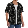 thumbnail image 2 of Rateoe Happy Skeletons Dancing Print Mens Front Pocket Hawaiian Shirts Casual Shirts Short Sleeve Button Down Beach Tropical Shirts-Small, 2 of 5