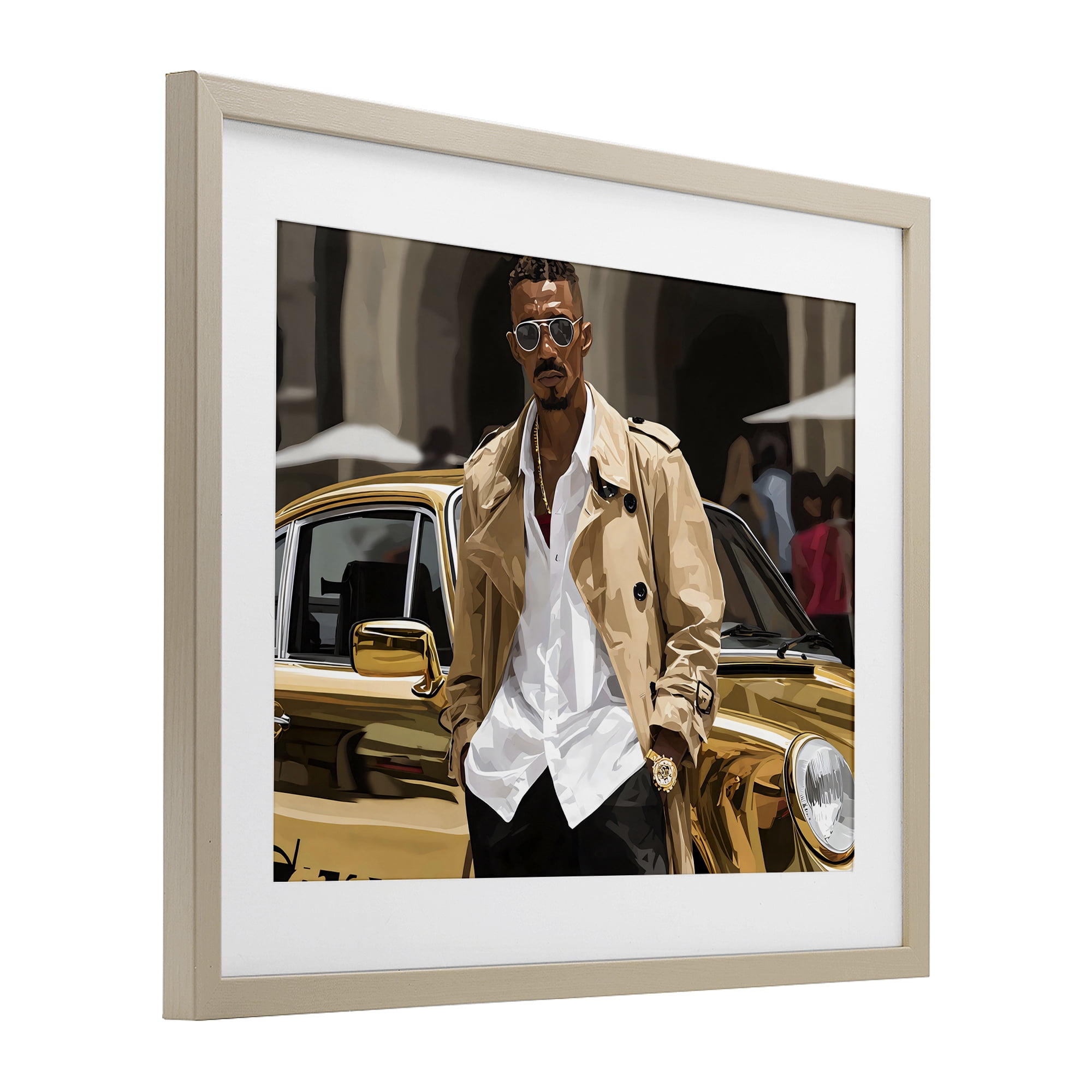 Stupell Industries Classy Gilded Sportscar & Driver Birch Framed Print Under Glass, design by Franklyn Gregory