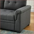 thumbnail image 3 of 84” Modern Dark Gray Linen Reversible Sleeper Sectional Sofa with Storage Chaise for Living Room | Dark Gray | Linen | Tufted Back, 3 of 5