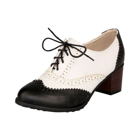 

Rdeuod Boots for Women High Heel Shoes Fashion Lace-Up Pointed Toe Retro Casual Boots British Style