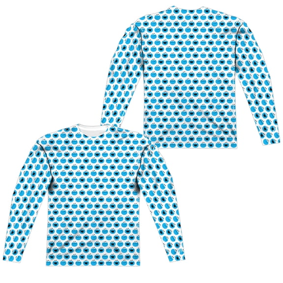 Sesame Street - Simple Cookie Pattern (Front/Back Print) - Regular Fit Long Sleeve Shirt - Small