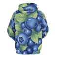 thumbnail image 3 of Blueberries Green Leaves Men's Women Vintage 3D Hooded Sweatshirt - All-Season Loose Fit Streetwear, 3 of 6