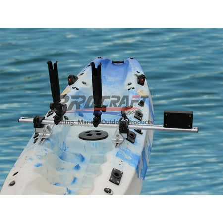 Kayak Trolling Motor Mount - BroCraft Kayak Trolling Motor Mount For Track + Two Rocket Launcher rod holder