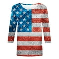 thumbnail image 4 of ATOYSOY Women's Causal July 4th Summer Tops Star Flag Graphic Independence Day Loose Saving Retro Activewear 3/4 Sleeve Patriotic Shirts Fashion Workout Pullover Girls Red S, 4 of 4