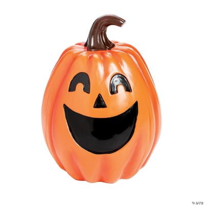 Hallmark Jack O Lantern Tealight Holder Halloween Orange Glass Glow Scary
