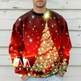 thumbnail image 4 of Mens Christmas Sweatshirts Crew Neck Loose Fit Logo Print Hip Hop Fashion Holiday Sweaters For Men,Red,XL, 4 of 5