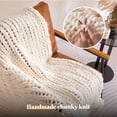 thumbnail image 2 of Sonive Ivory Blanket 40" x 50", Soft Warm Chunky Knit Circular Throw for Couch Bed Sofa, 2 of 10