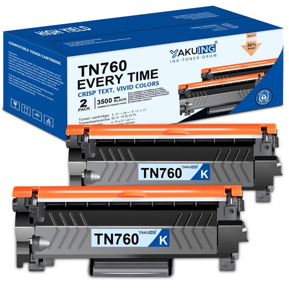 TN760 TN730 Toner Cartridge Compatible for Brother TN 760 TN 730 TN-730 TN-760 Toner HL-L2325DW L2350DW L2370DW L2395DW MFC-L2690DW DCP-L2550DW High Yield 2 Black TN760