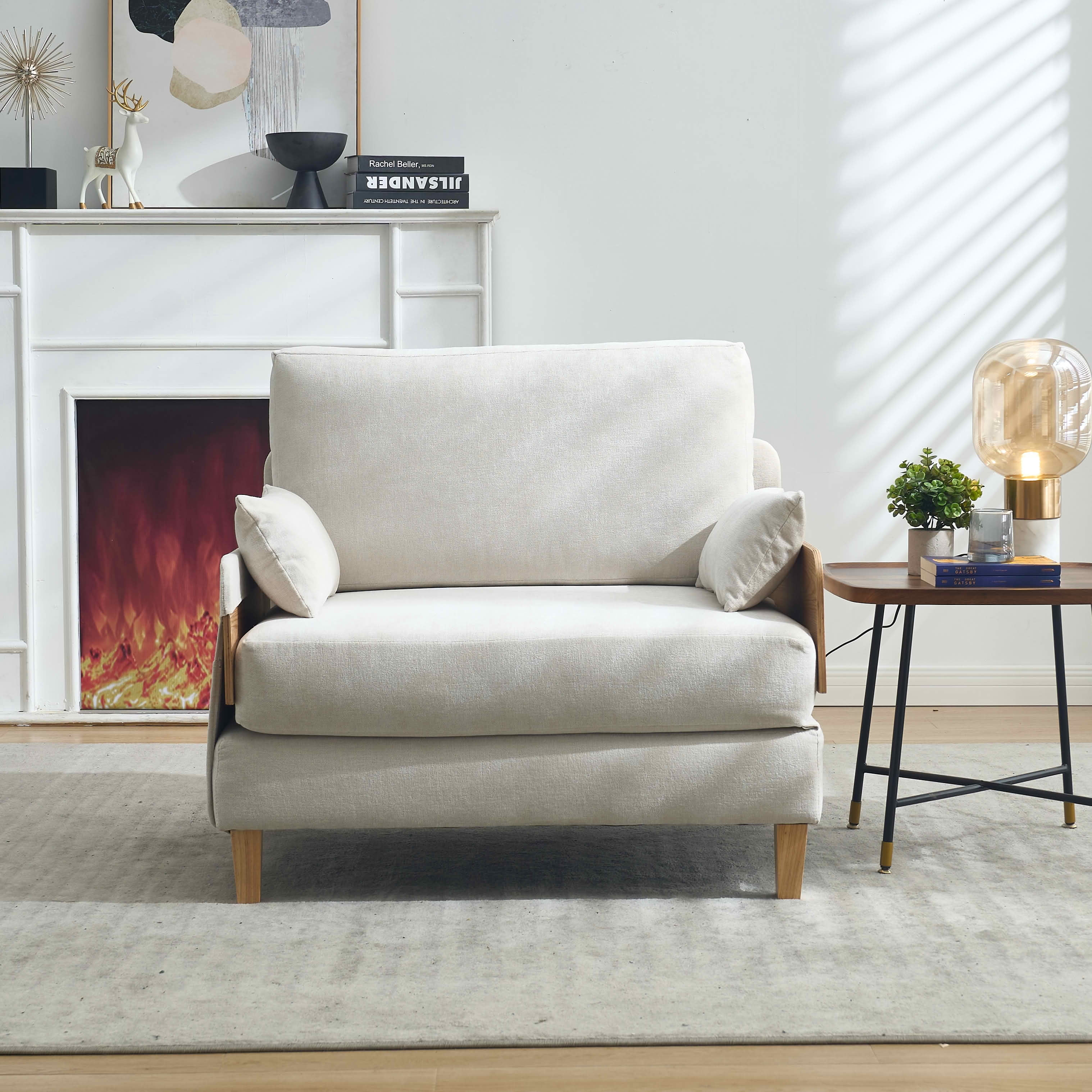 MAYEERTY Mid-Century 3-in-1 Sofa Bed, Foldable Convertible Sleeper Couch with Pillows for Small Bedroom & Apartment
