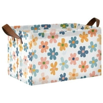 Yayeee Foldable Storage Basket for Shelves with Handles Waterproof Cloth Bins, Colorful Flowers