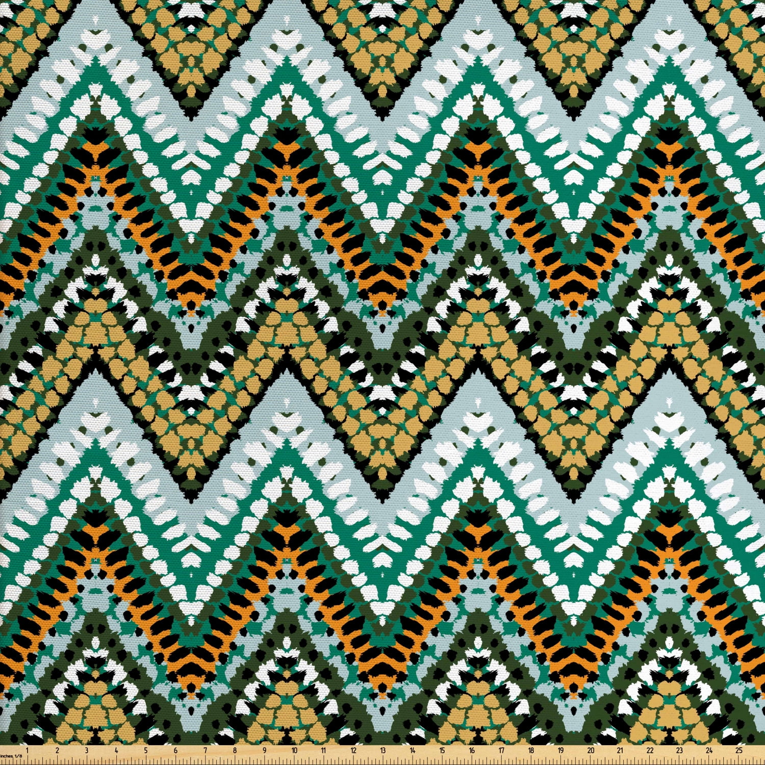 Ethnic Fabric by The Yard, Striped Boho Pattern Motifs Zigzag Lines