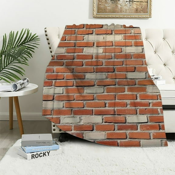 Patifu Brick Wall Theme Warm Lightweight Soft Fleece Blanket for All Seasons - Throw Blanket for Living Rooms Sofa Decor Cow Gifts Blanket 40x50in