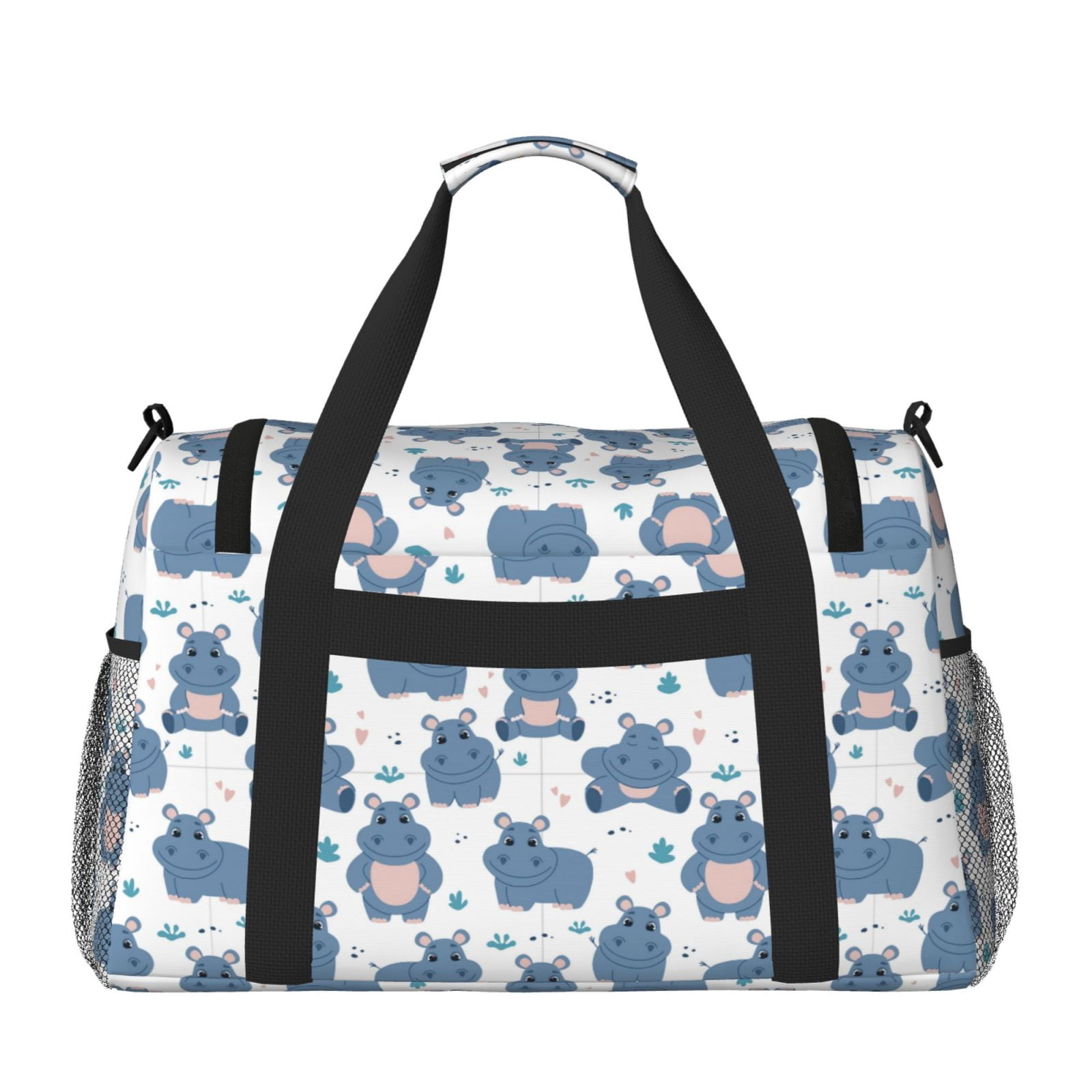 Horeoi Cute Hippos for Travel Duffle Bag with Adjustable Strap - Large Capacity Hand Carry for Gym Sports Outdoor