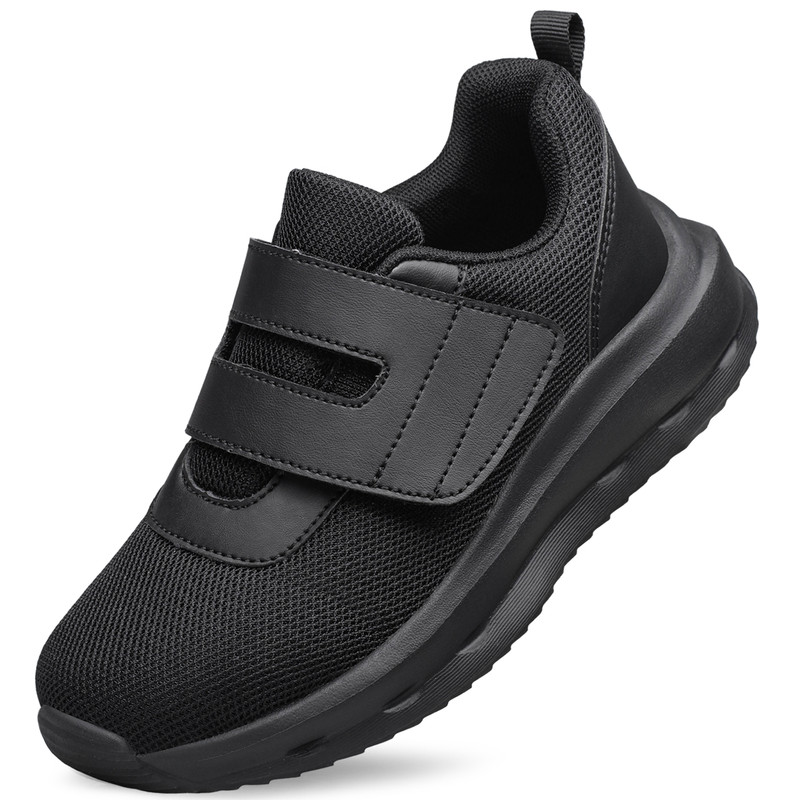YHOON Boys Girls Running Sneakers Slip on Breathable Tennis Athletic Walking School Kids Shoes All Black Toddler Size 7