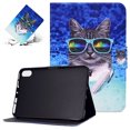 thumbnail image 1 of SaniMore Case for iPad 10th Generation 10.9" 2022,  PU Leather Tablet Color Luxury Painting Auto Wake/Sleep Card Holder Anti-slip Strip Kickatnd Shockproof TPU Backplane Wallet Case, Headset Cat, 1 of 10