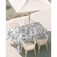 thumbnail image 2 of 60x102 Inch Outdoor Tablecloth with Umbrella Hole Zipper Rectangle Mathematics Tools Sketch Rectangular Tablecloths Outside Waterproof White Modern Abstract Icons Patio Table Cloth Cover for Picnic, 2 of 8