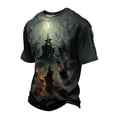thumbnail image 3 of IAJDKMEK Men's Halloween Graphic Tee - Short Sleeve Crewneck Lightweight Breathable, Funny Print Summer Shirts for Men, Casual T-Shirts for Party,Light Gray M, 3 of 7