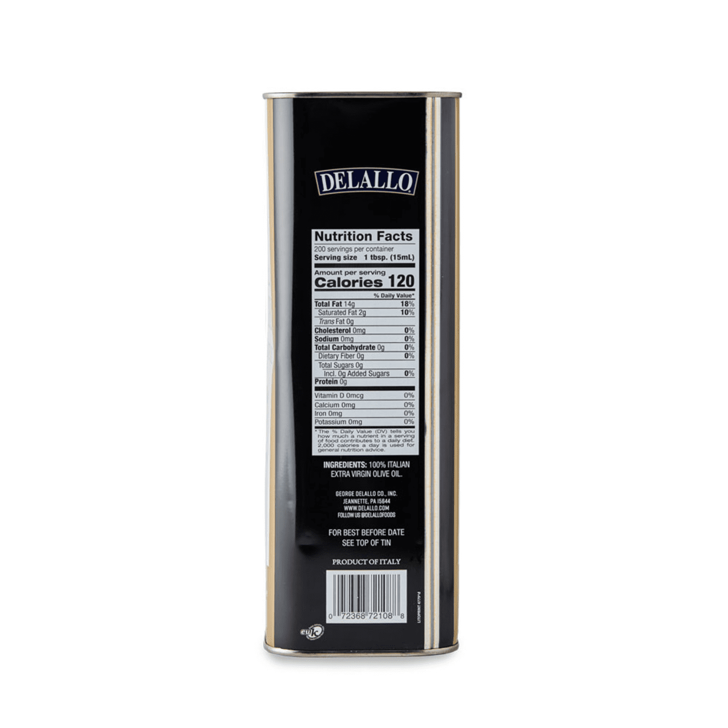 DeLallo Extra Virgin Olive Oil, Made in Italy, 3 Liter Can