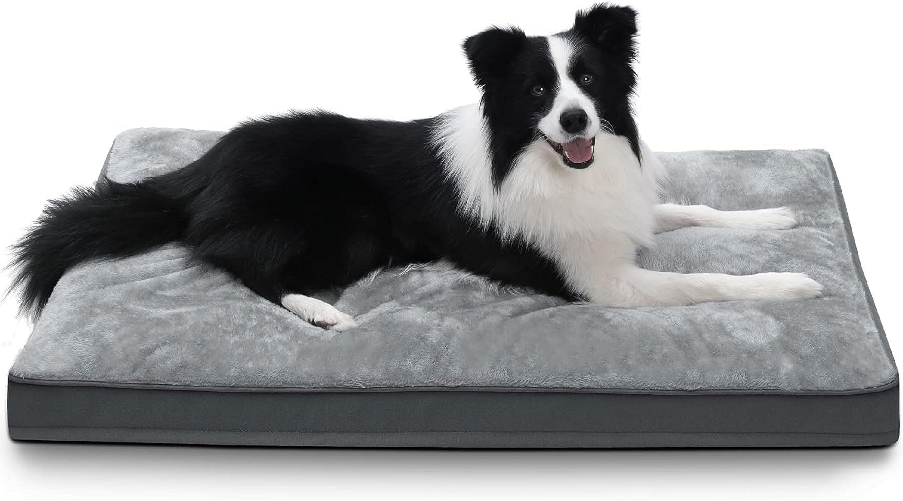 Dog Crate Bed Waterproof Deluxe Plush Dog Beds with Removable Washable Cover Anti-Slip Bottom Pet Sleeping Mattress for Large, Medium, Jumbo, Small Dogs, 41 x 27 inch, Green