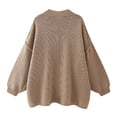 thumbnail image 6 of Itsame Women Pullover Sweaters Loose Crew Neck Sweater Long Sleeve New Solid Color Casual Relaxed Button Sweatertop Khaki Size M, 6 of 8