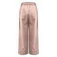 thumbnail image 5 of Women's Casual Palazzo Wide Leg Pants High Waisted Button Solid Color Loose Pockets Work Office Long Trousers Pants, 5 of 7