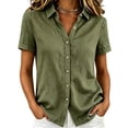 thumbnail image 2 of Women's Short Sleeve Button Down Shirt Casual Stretch Blouse with Collar, 2 of 6