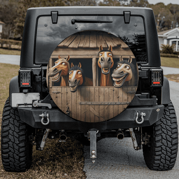 Lotusprinthandmade Funny Horse Spare Tire Cover