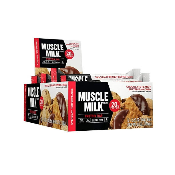 Muscle Milk Protein Bar, Chocolate Peanut Butter, 20g Protein,12 count