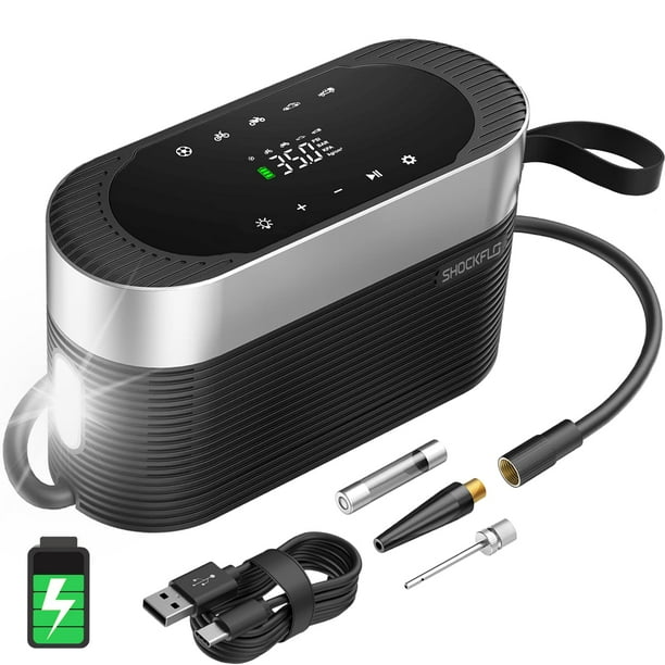 ShockFlo Cordless Tire Inflator Portable Air Compressor, 150PSI Dual