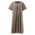thumbnail image 5 of Sngxgn Womens Summer Dresses Square Neck Lantern Sleeve Tie Backless Ruffle A-Line Casual Dress(Khaki,L), 5 of 7