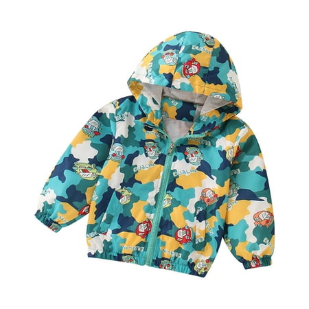 

Rgdypko Boys And Toddlers Soft Coat&Jacket Toddler Kids Baby Cartoon Car Print Zipper Hooded Windproof Windbreaker Outwear Jackets Outerwear