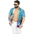 thumbnail image 2 of LA LEELA Men's Short Sleeve Button Down Summer Caribbean Party Shirt Holiday Halloween Costumes Hawaiian Shirts for Men XL Graveyard Tree Haunted Blue, 2 of 7