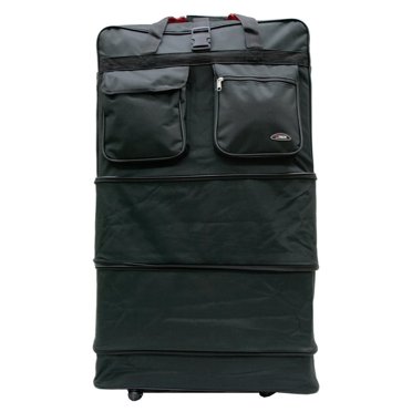 Rolite 36" Black Expandable Rolling Duffle Bag – Spinner Suitcase With 8 Wheels