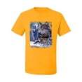 thumbnail image 2 of Wolves and the Moon in the Winter Night | Mens Animal Lover Graphic T-Shirt, Gold, Large, 2 of 3