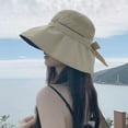 thumbnail image 3 of Summer Wide Brim Women Cap Sun Hat with Bow Foldable Soft Texture Windproof,Fashion And Elegant,Suitable For Travel, 3 of 8