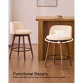 thumbnail image 3 of EYYTHUNG 26" Counter Height Bar Stools Set of 3 Mid Century Modern Farmhouse Swivel Barstools Chenille Fabric Upholstered Bar Height Island Chairs with Curved Backrest, Brown/Beige, 3 of 9