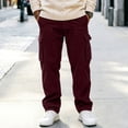 thumbnail image 6 of Men Wide Corduroy Cargo Pants Sevevn Multi Flap Side Pockets Zip Button Closure Loose Straight Leg Solid Color Casual Bottoms For Daily Street Walking And Outdoor Daily Wear, 6 of 7