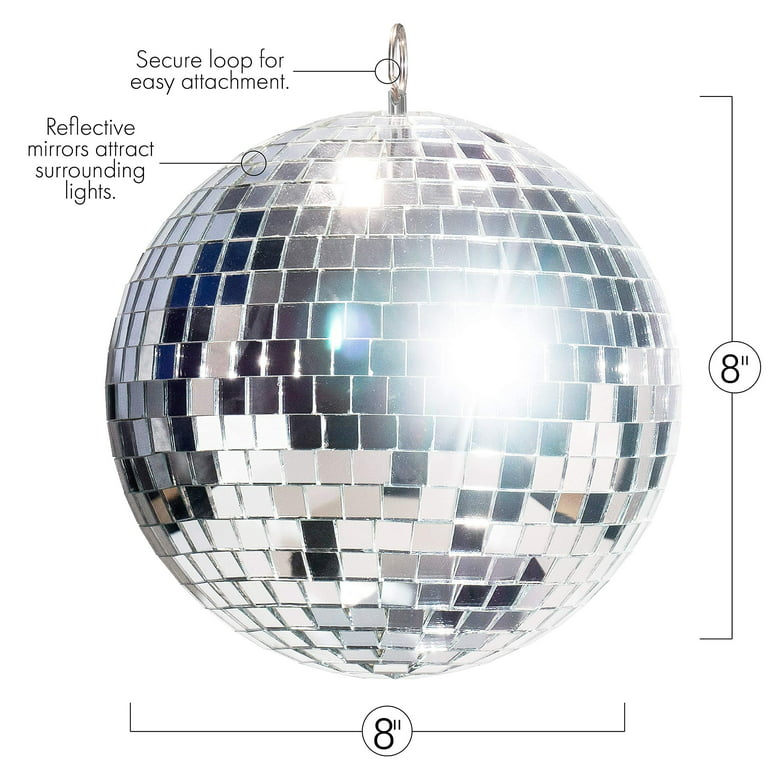 Big Mo's Toys Mirror Ball - Silver Hanging Disco Ball Party Decoration  Accessories for 70s Parties