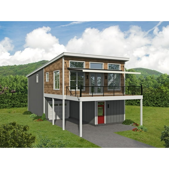 763-350: Modern Contemporary 3 Bed, 2 Bath Luxury Home Plan, 1600 Sq Ft: Full Blueprints with License to Build by Home Plan Marketplace - Lesuto