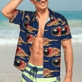thumbnail image 7 of Gukieu Bowling Ball And Flame Print Men's Short-sleeved Shirts, Button-down Lapel Hawaiian Shirts, T-shirts, Beach Vacation Summer Casual Wear,X-Large, 7 of 7