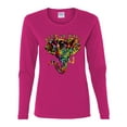 thumbnail image 2 of Keep It Wild Colorful Elephant Face Animal Lover Womens Graphic Long Sleeve T-Shirt, Fuschia, X-Large, 2 of 3